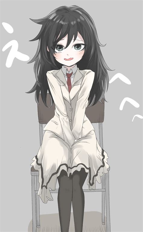 Safebooru 1girl Bangs Black Hair Black Legwear Chair Feet Out Of