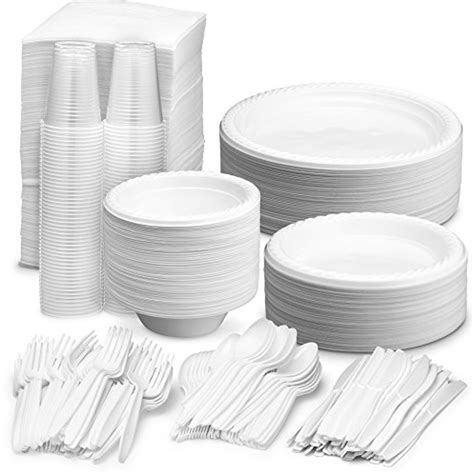 Plates and bowls set plastic. Disposable Dinnerware Set - Serves 100 - White Party ...