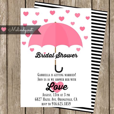 Bridal Shower Showered With Love Hearts And Umbrella Invitation With