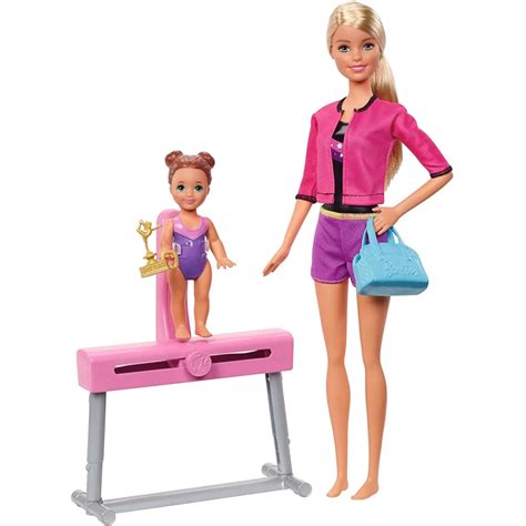 Barbie Barbie Gymnastics Coach Dolls And Playset With Blonde Coach Barbie Doll Playone