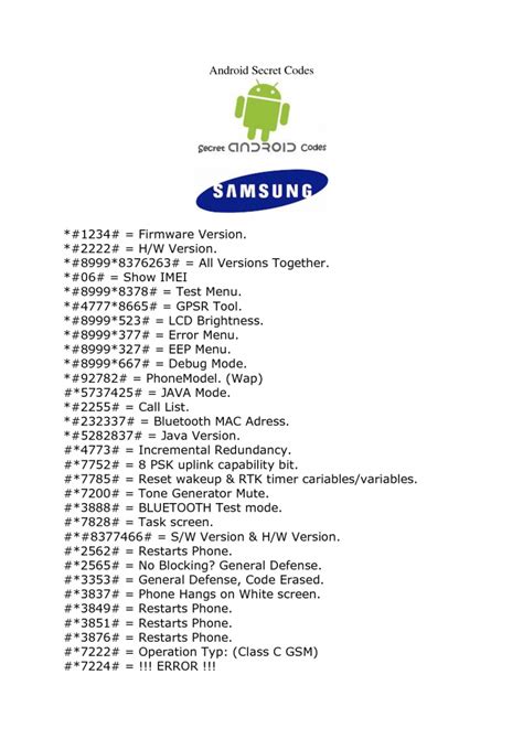 Samsung Mobile Codes Mobilephones Mobile Code Android Phone Hacks