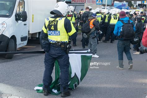 Members Of The Nordic Resistance Movement Clash With Police After News Photo Getty Images