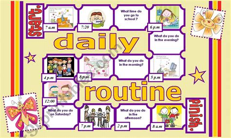 Daily Routine Board Game Esl Worksheet By Marianpayel