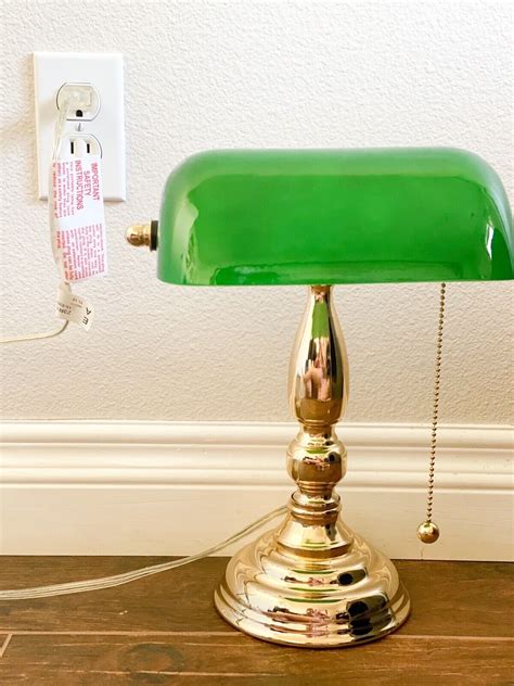 Hammond Bankers Table Lamp Brass Wgreen Shade Brand New Ebay