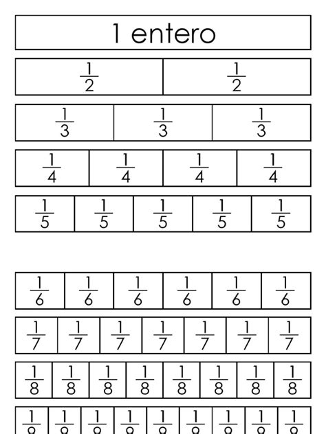 Regletas De Fracciones Equivalentes 1 10