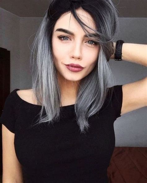 Best Hair Color Ideas For Pale Skin Grey Ombre Hair Short Ombre