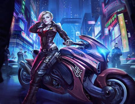 Cyberpunk Girl Futuristic Motorcycle Hd Wallpaper Pxfuel