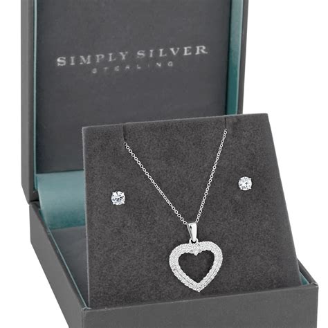 Simply Silver Sterling Silver 925 White Cubic Zirconia Heart Matching