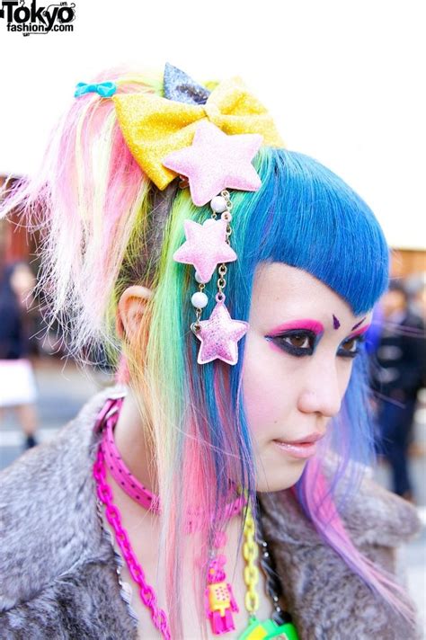 love her hair accessories harajuku hair rainbow hair bow hairstyle