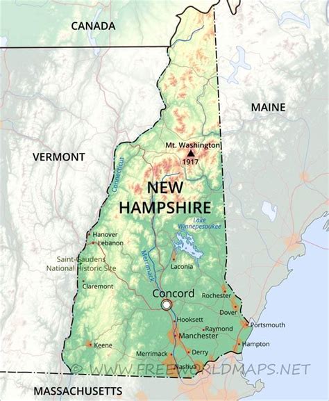 Physical Map Of New Hampshire