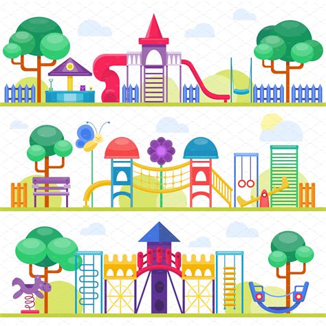Children Playground Vector Illustrations Creative Market