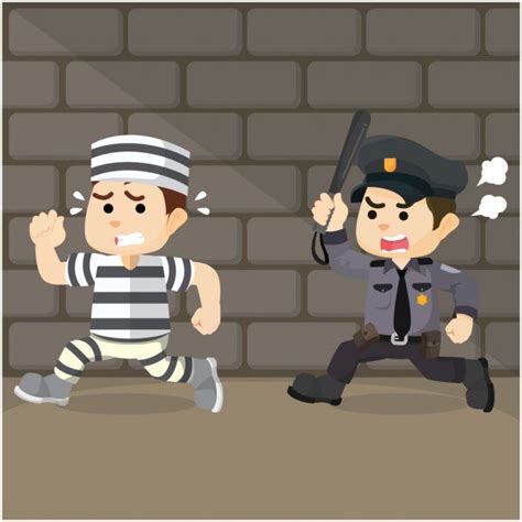 Police Chase Convict Cartoon Illustration — Stock Illustration Stock