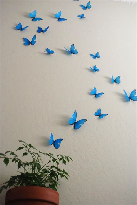 3d Cyan Wall Butterflies Set Of 20 Etsy Kendin Yap Oda Dekorasyonu