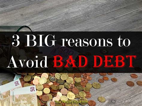 So your debt was just written off of one credtitor's books. 3 BIG reasons to Avoid Bad Debt - Your Wealthy Mind
