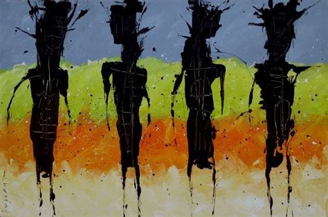 Hughart Original Primitive Painting African Tribal Folk Art Outsider