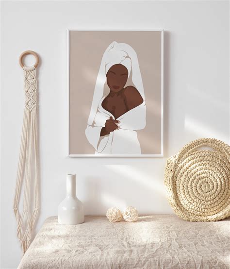 Black Woman Wall Art Bathroom Decor African American Artwork Etsy
