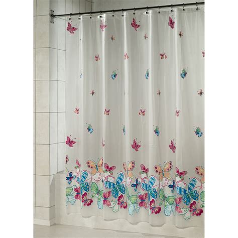 Essential Home Shower Curtain Butterfly Border Vinyl Peva