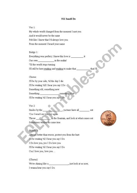 Litsening Training911 I Doenglish Song Dictation Esl Worksheet By