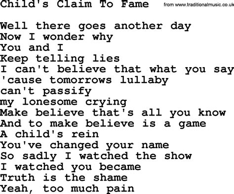 Childs Claim To Fame By The Byrds Lyrics With Pdf