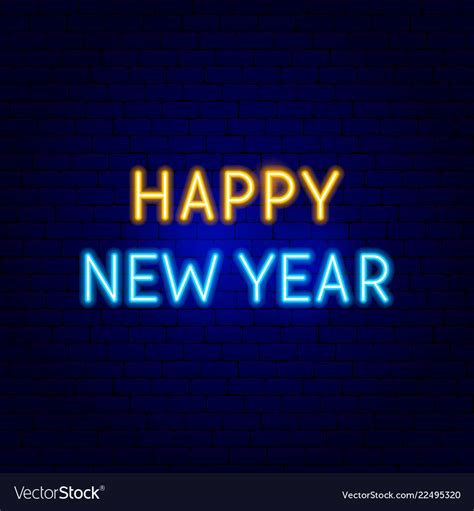 Happy New Year Neon Sign Royalty Free Vector Image