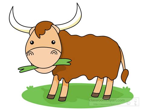 Mammal Clipart Clipart Cartoon Ox With Food In Mouth Clipart