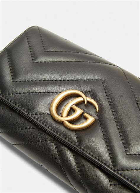 Lyst Gucci Womens Marmont Monogram Matelassé Wallet In Black In Black