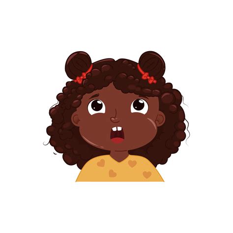 Little Cute Girl Is Shocked Surprised Emotion Child Vector Cartoon