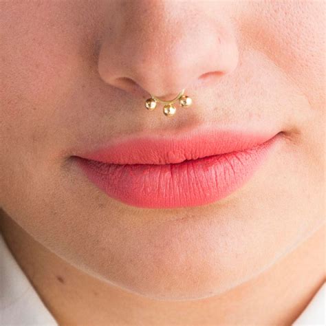 Gold Septum Ring Nose Ring 14k Gold Septum Septum Jewelry Etsy