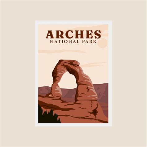 Premium Vector Arches National Park Print Poster Vintage Vector