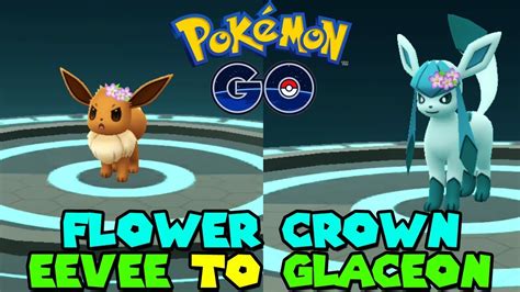 Evolving Flower Crown Eevee To Flower Crown Glaceon In Pokemon Go Youtube