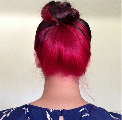 Usually the lighter shade is on the top, but the order is a matter of personal preference. Fire engine red dye. Bottom layer of hair | Hairstyles ...