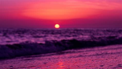 Download Wallpaper 1366x768 Horizon Sunset Sun Purple Tablet Laptop
