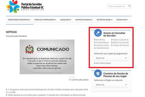 Portal Do Servidor Sc Como Emitir Contracheque Online