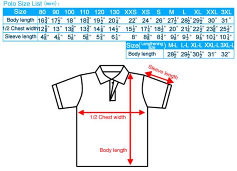 Polo Shirt Size Chart