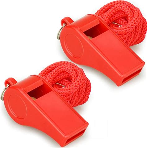 Hipat Red Emergency Whistles With Lanyard Loud Crisp Sound 2 Packs