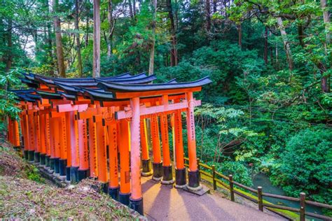 Red Tori Gate At Fushimi Inari Shrine Temple In Kyoto Japan Stock