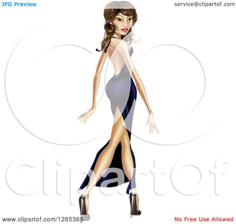 clipart of a brunette latina female celebrity looking over her shoulder and walking in a dress