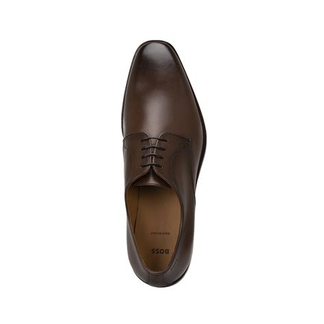 Boss By Hugo Boss Boss Lisbon Dark Derby Shoes In Burnished Leather 50470980 210 In Brown For