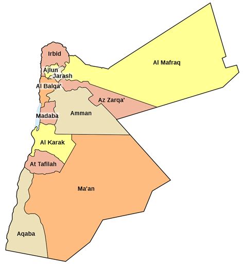 Map of Jordan (Map Governorates) : Worldofmaps.net ...