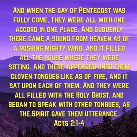 On The Day Of Pentecost They Were All In One Accord Pentecostdate