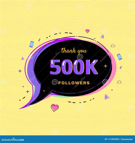 500k Followers Thank You Banner Vector Illustration Stock Vector