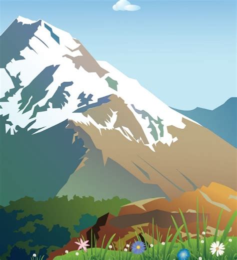 Free Forests And Snow Capped Mountains Illustration Vector 03 Titanui