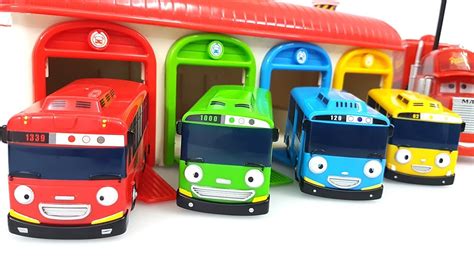 Tayo The Little Bus Garage Toy And Learn Colors From Car Toys Youtube