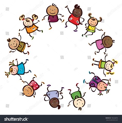 Vector Happy Children Different Races Circle Stock Vector Royalty Free