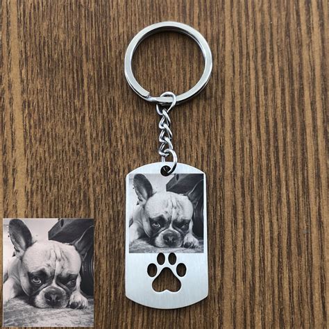Personalized Photo Engrave Dog Tag Keychain Stainless