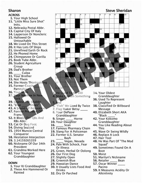 Custom Crossword Puzzle 15x15 Etsy