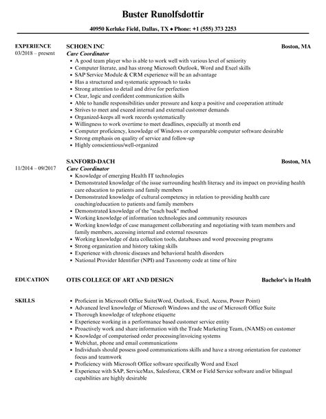 Care Coordinator Resume Samples Velvet Jobs