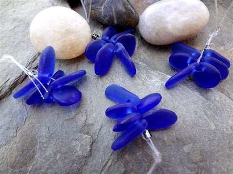 Small Mixed Sea Glass Pebbles Cobalt Blue Packages Of 6