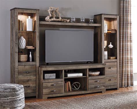 Trinell Natural Brown 4 Piece Rustic Oak Rc Willey Entertainment