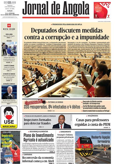 Jornal De Angola Sexta 22 De Janeiro De 2021